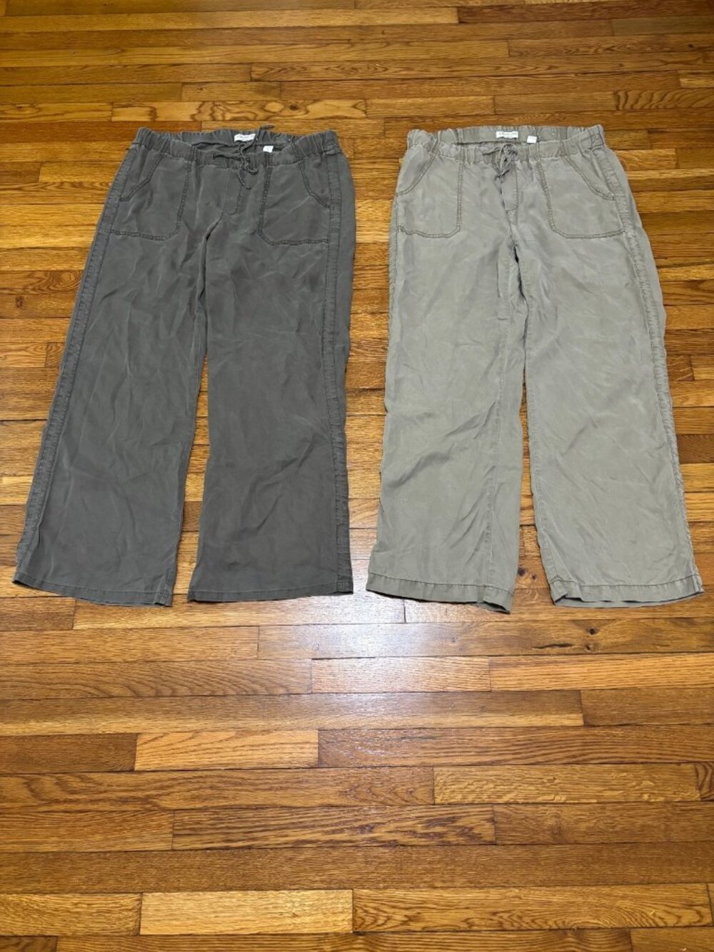 Coldwater Creek Womens Lyocell Wide Leg Pants Size L 14 *lot of 2* Gray Brown